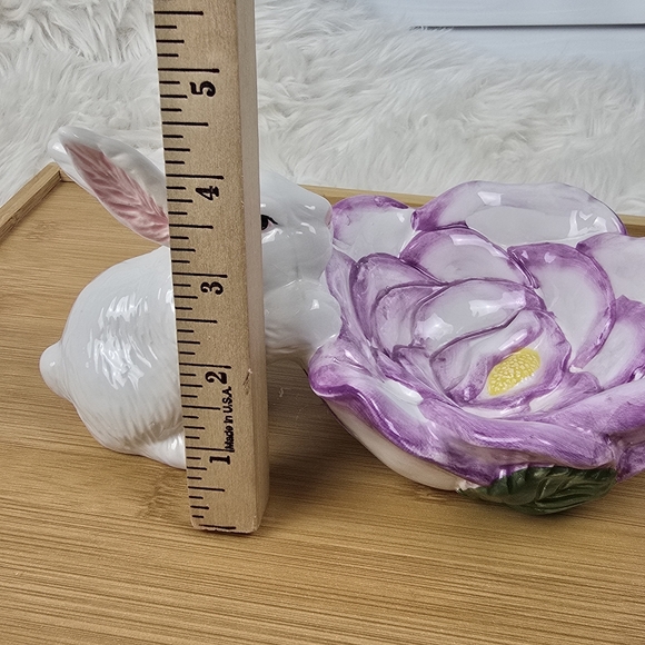Ceramic Bunny with Attached Dish Vintage - Picture 12 of 15